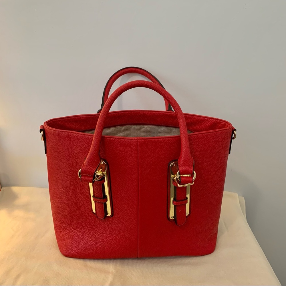 Charming Charlie Red Tote Bag with Removable Crossbody Strap